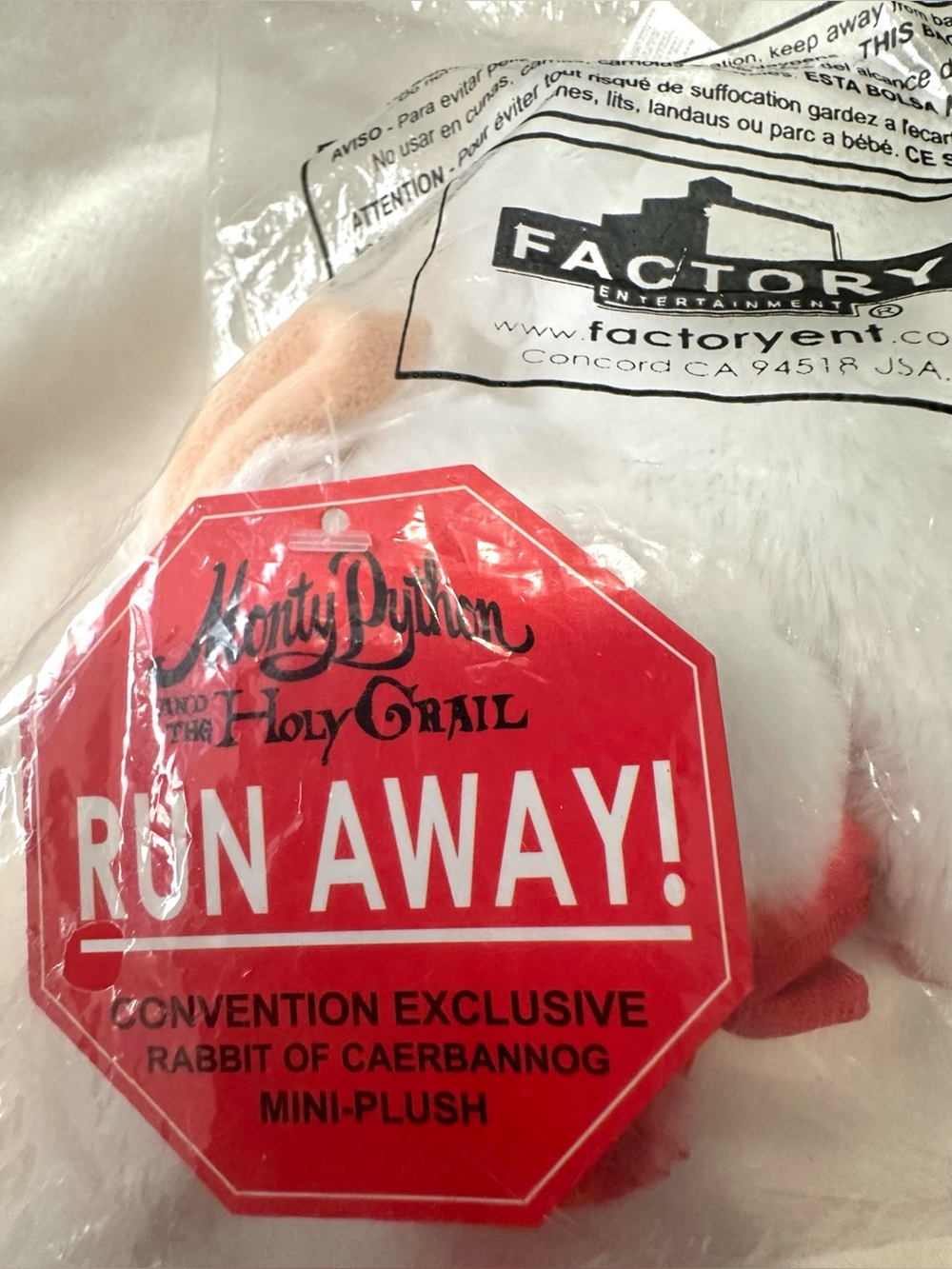 Factory Ent. Monty Python Holy Grail Rabbit Mini Plush RUN AWAY! Comic-Con Excl. - Picture 5 of 6